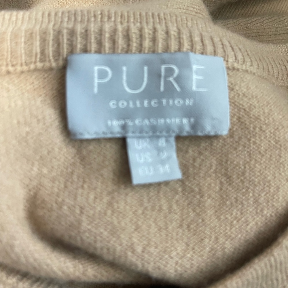 Pure Collection cashmere Tan Ribbed Tie Front Sheath Dress - Picture 5 of 7